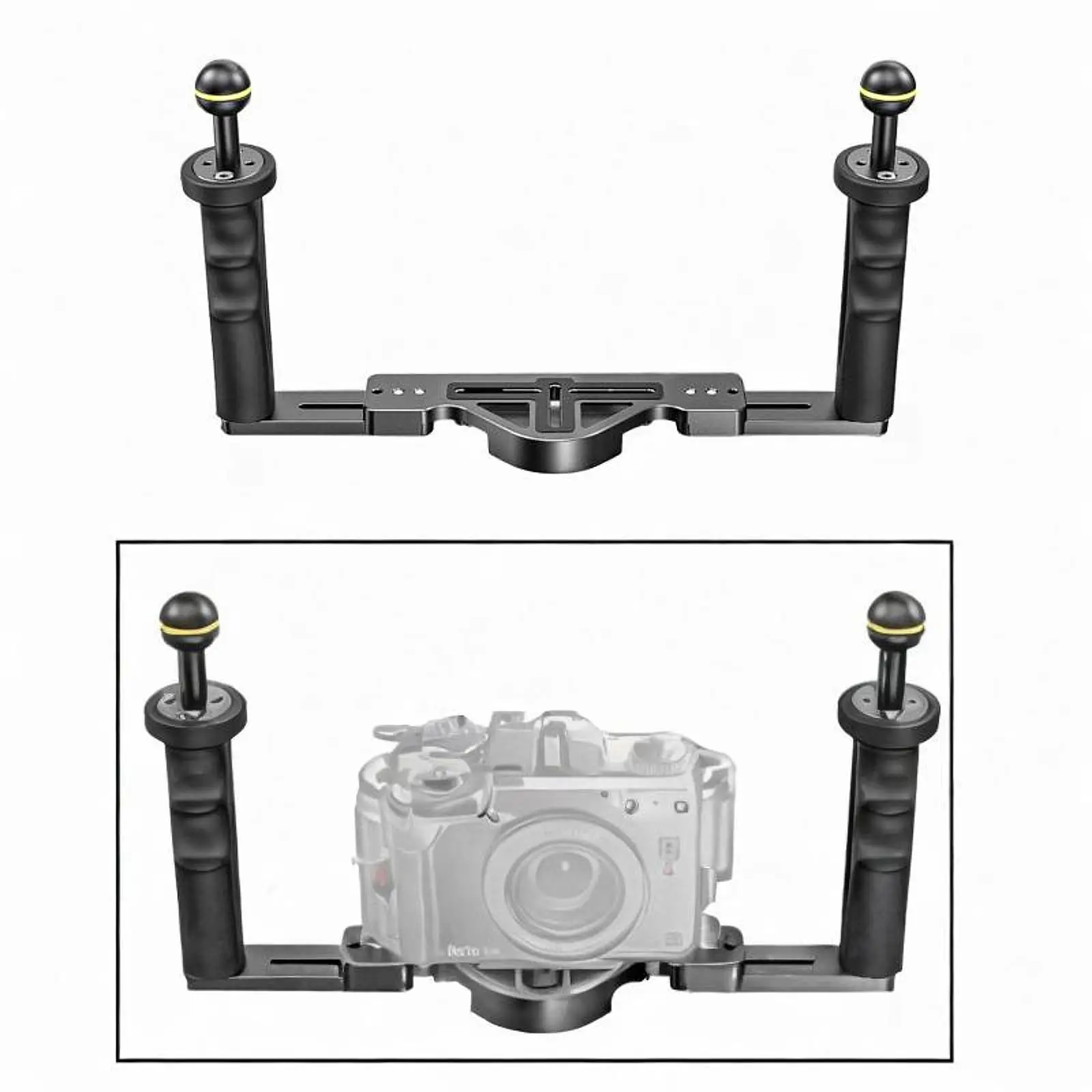

Underwater Camera Tray Bracket Compact Aluminium Alloy Handle Grips Handheld Stabilizer Tray for Sports Camera Action Camera