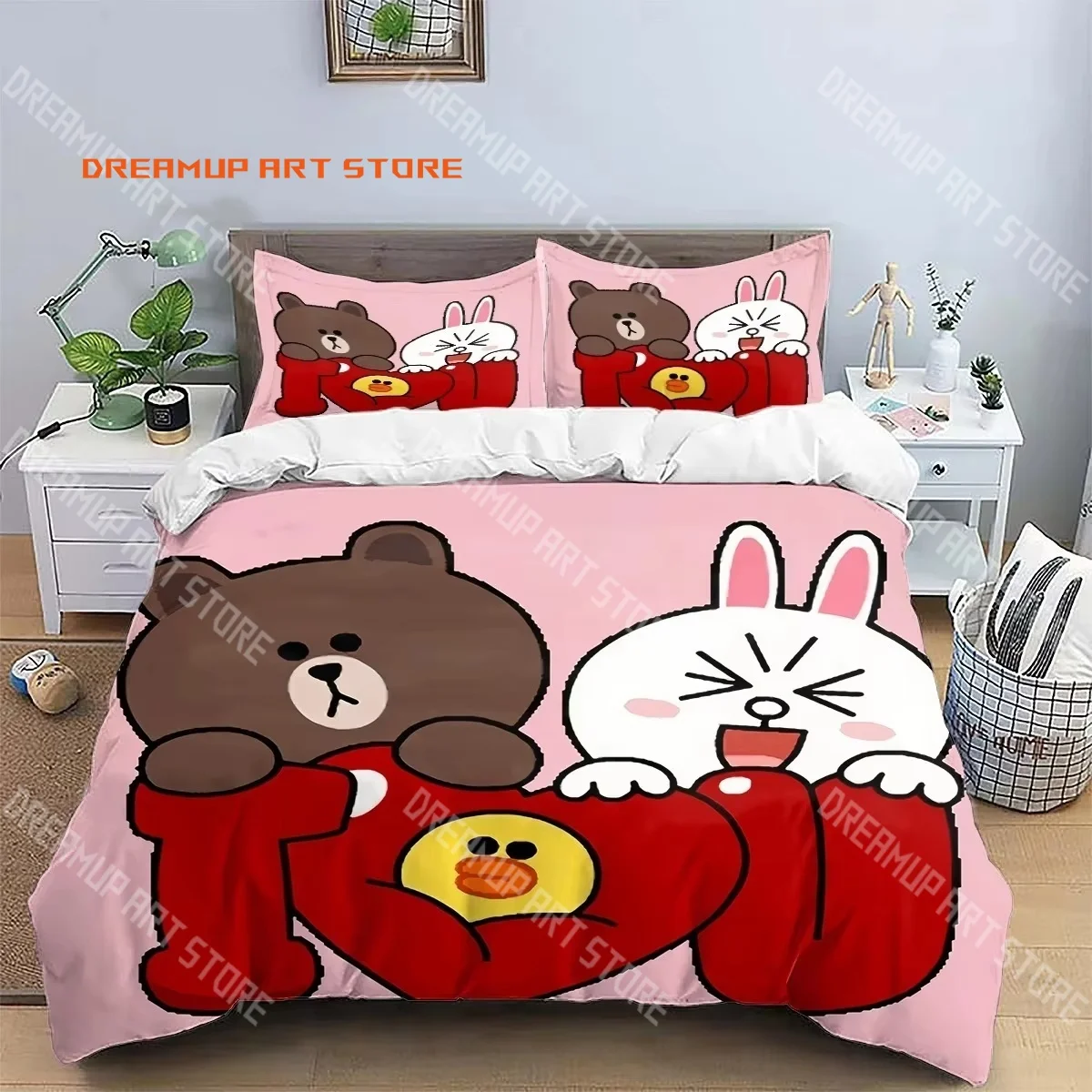 2026 3D Print Brown Bear FRIENDS Bedding Set Single Twin Full Queen King Size Bed Set Adult Kid Bedroom Duvetcover Set