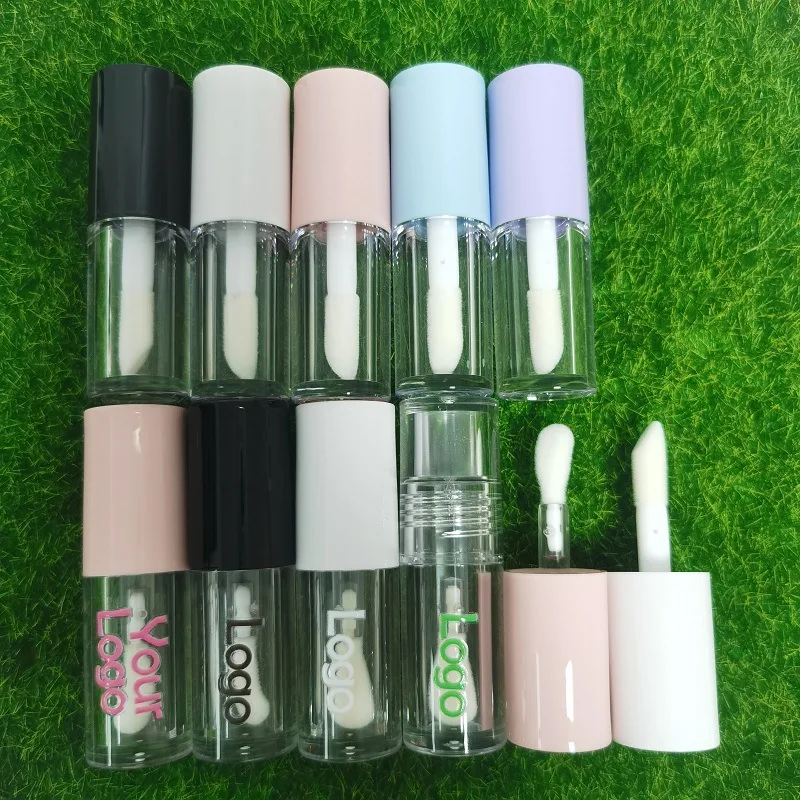 

4ml Lip Gloss Container with Large Brush, Round Lipstick Tube with Cotton Applicator Refillable Empty Bottle
