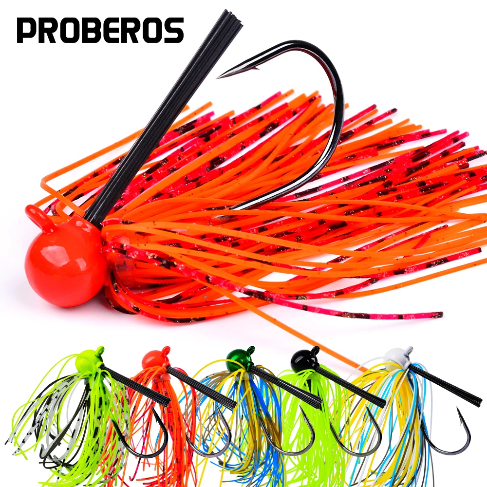 

PROBEROS Spinner Bait 1/5pc Skirt Beard Fishing Lures Rubber Jig Buzzbait Swim Jig Head For Bass Pike Wobbler Fishing Hooks