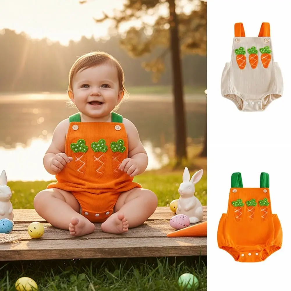 

Милый детский комбинезон из полиэстера без рукавов с принтом морковки, наряд на Пасху, для фотосессий