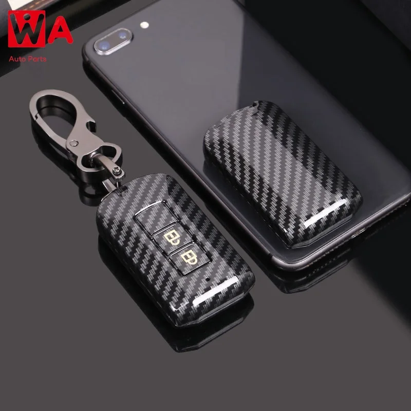 

Glossy Carbon Fiber ABS Car Smart Key Case Cover For Mitsubishi Outlander Lancer 10 Pajero Sport EX ASX Colt Grandis L200