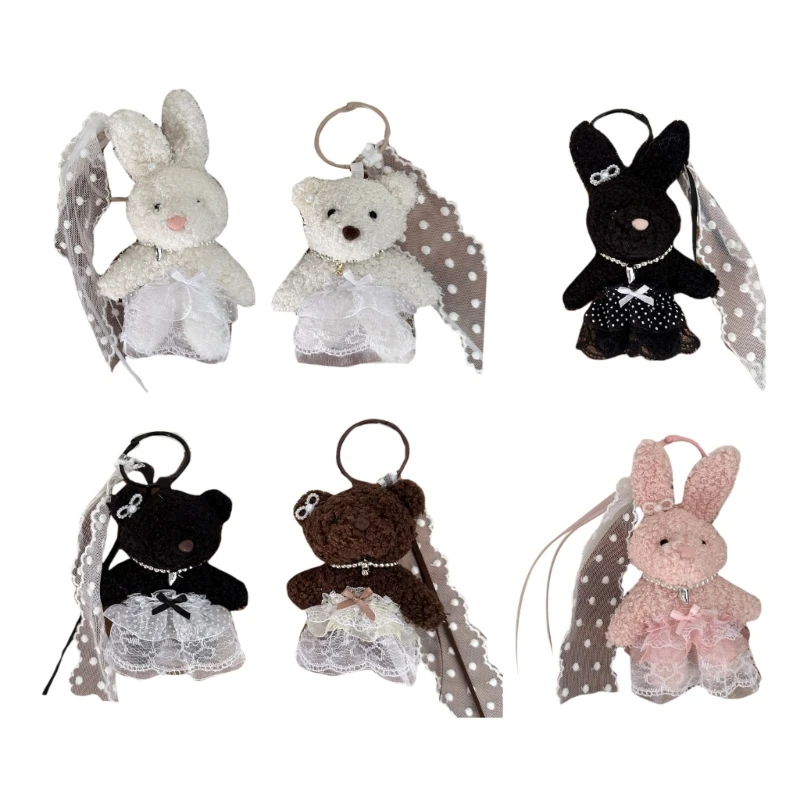 Unique Plush Bear Keychain Phone Charm Unique Keyring Cartoon Bag Pendant Accessory for Purse Wallet Handbag Backpack