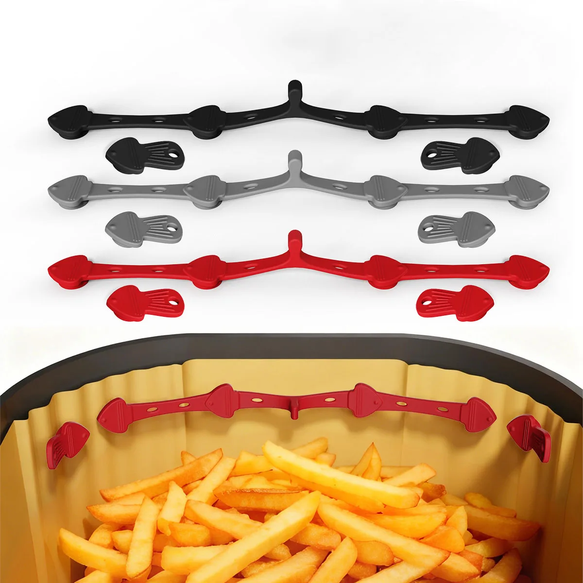 Neue Heißluftfritteusen-Magnet-Silikonschnalle zum Halten von Heißluftfritteusen, Pergamentpapierschloss, Einweg-Einlagen, verhindern das Verbrennen von Papier