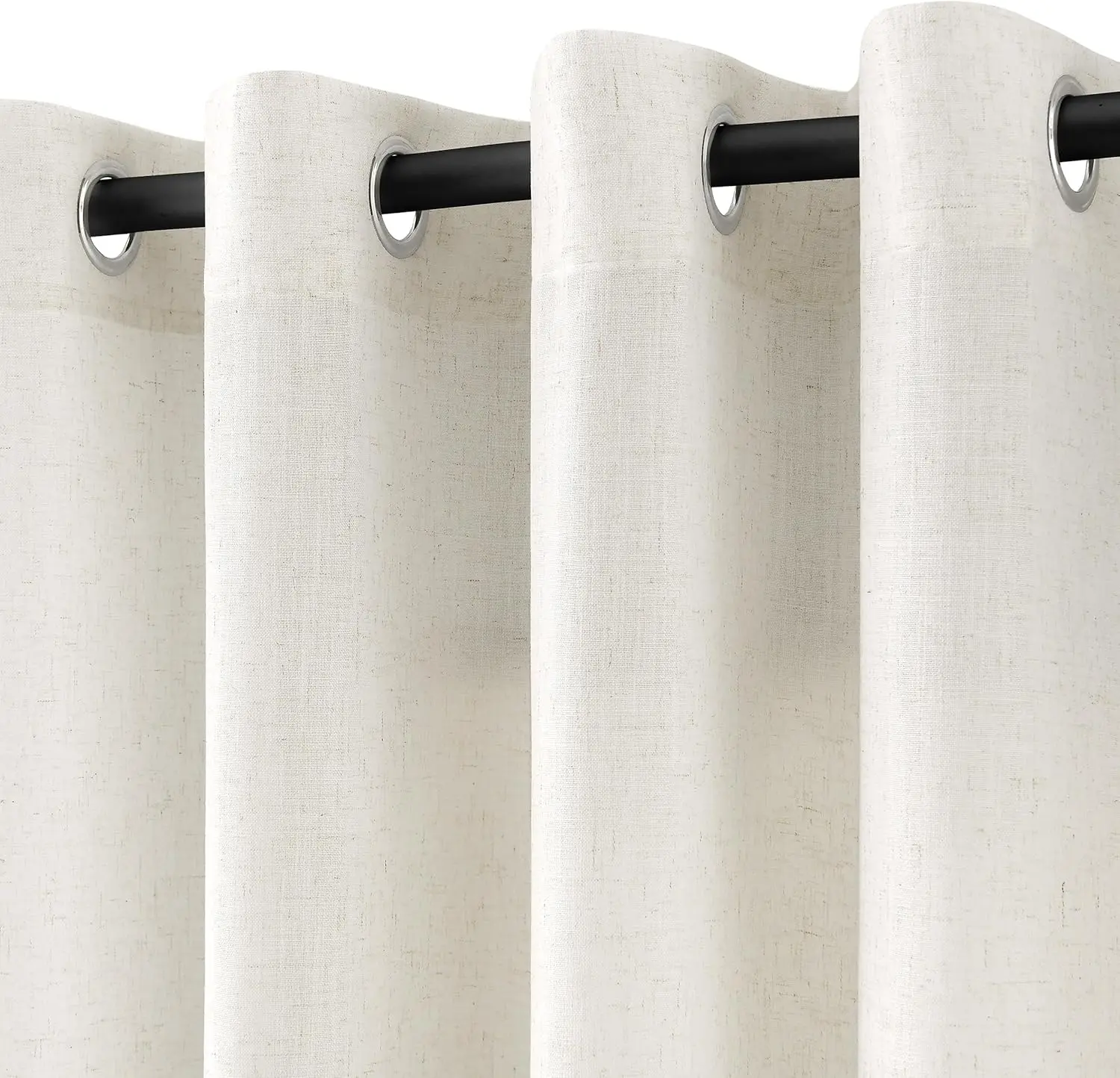 

Linen Blend Grommet Curtains 106 in Long Sheer Textured Light Filtering 2 Panels