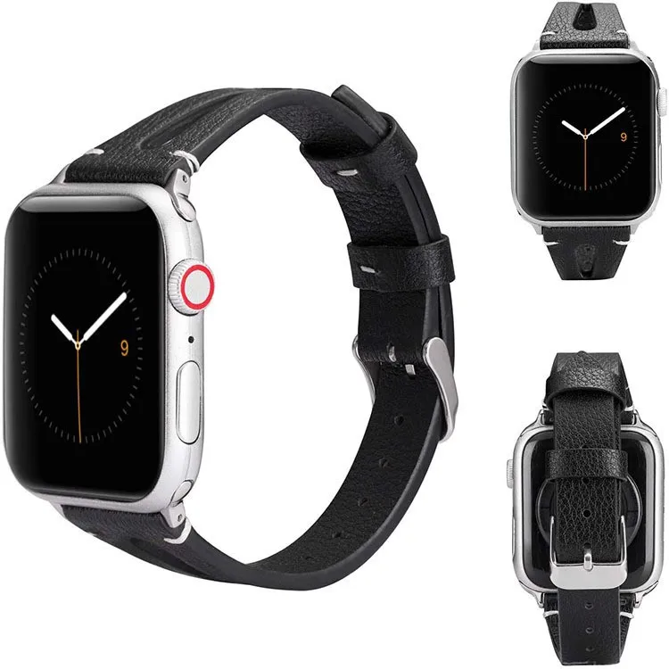 Stylish Thin Leather Strap Suit for Apple Watch Series Small Waist Thin Leather V-shaped Skeleton Watch Strap