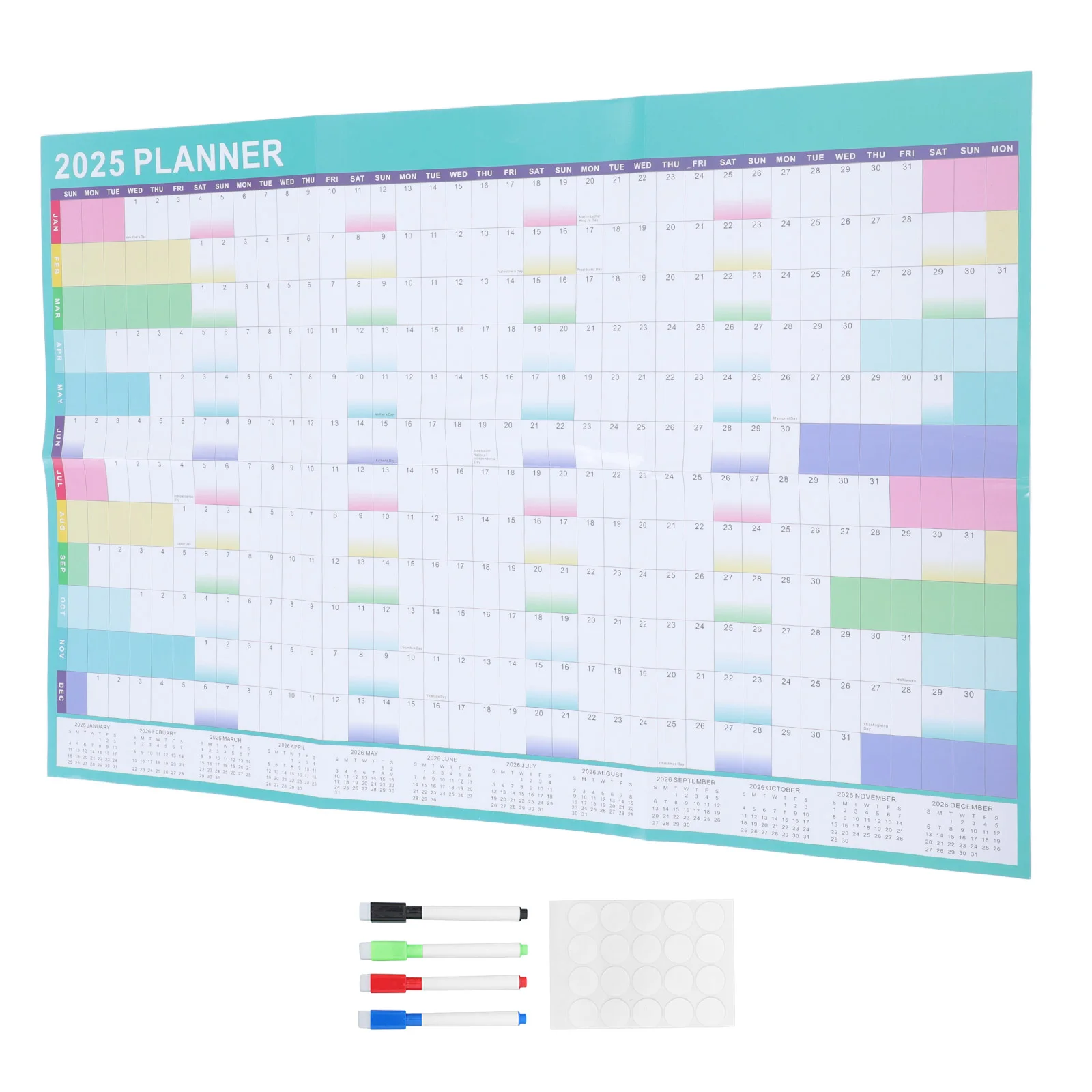 plano calendario adorno planejador de parede digital programacao anual montado apagavel para o mes da casa 2025 01