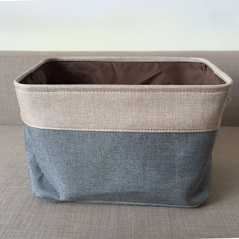 Large Capacity Storage Basket With Handle Linen Double-layer Storage Box Clothes Toy Car Storage Compartment Container Box