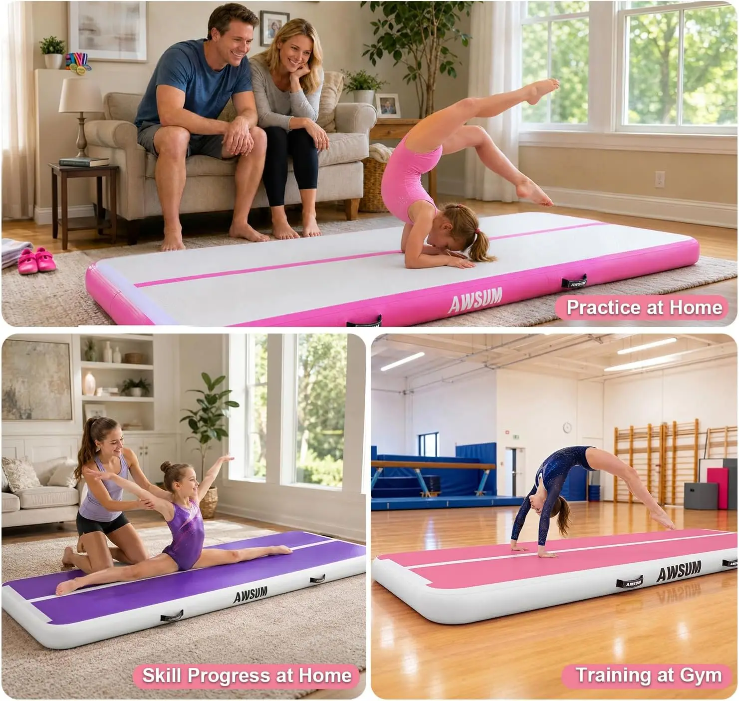 Inflatable Gymnastics Mat, Tumble Track Air Mats with Pump