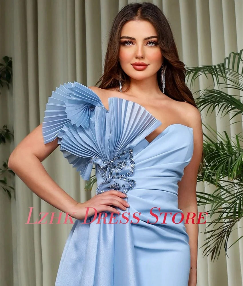 تخصيص رائعة جيرسي حورية البحر كتف واحد مطرزة الديكور كريستال مساء اللباس حساسة الطابق طول فساتين حفلة موسيقية