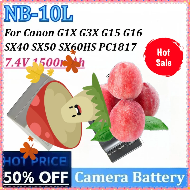 

New 7.4V 1500mAh NB-10L NB10L + USB LCD Charger Camera High-Capacity Battery for Canon PowerShot G16 G15 G1X G3X SX50 SX60 SX40