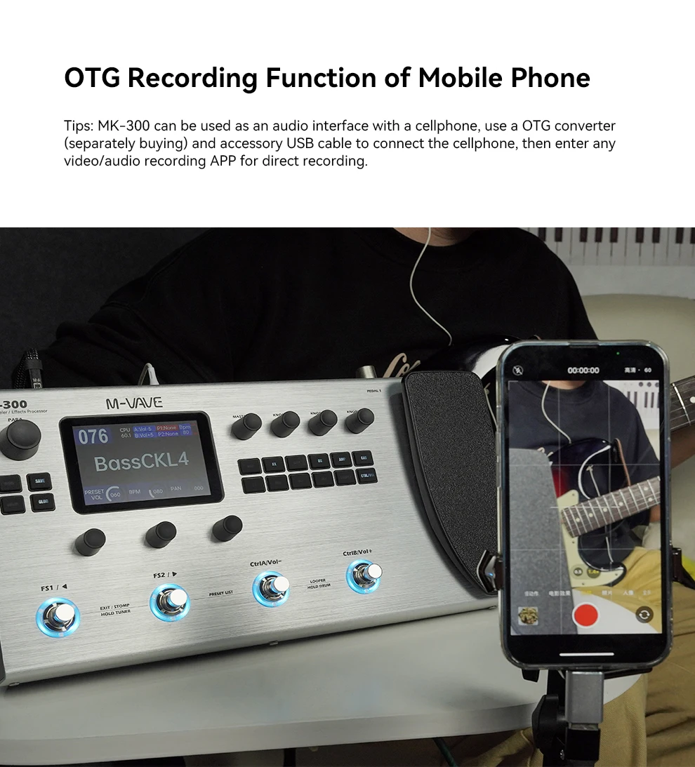 M-VAVE MK-300 جيتار/باس متعدد الوظائف مؤثرات 120 أمبير نماذج 11 وحدة تأثير حلقة ستيريو 150s-أجزاء وإكسسوارات الجيتار
