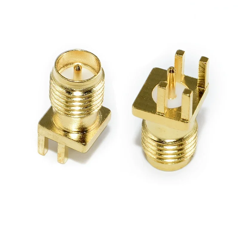 2Pcs SMA Male Female Jack Adapter Solder Edge PCB Straight Mount RF Copper Connector Plug Socket SMA-KWE/KHD