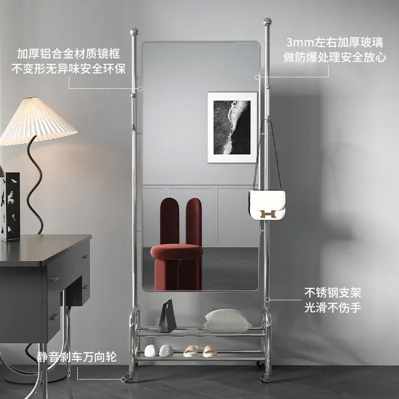 Full-body mirror movable clothing store showing height and thinness beauty full-length mirror clothing hanging integrated mirror