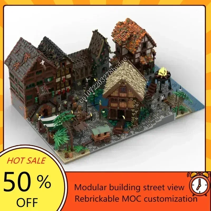 15725PCS Custom Moc Street View Merchant's Story Technical DIY Education Assembly Puzzle Construction birthday Adults Toys Gifts
