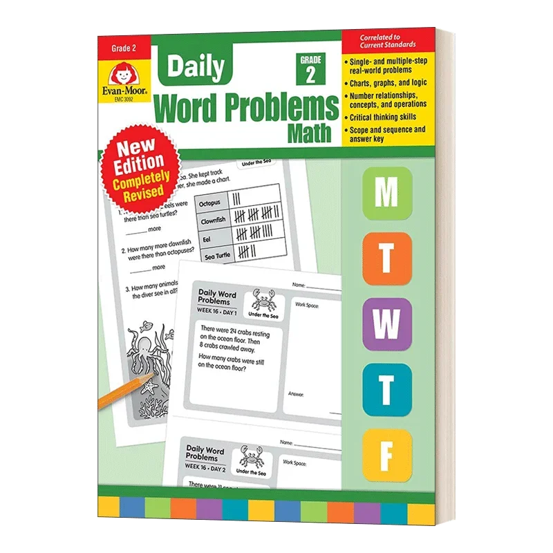 Evan-Moor Daily Word Problems, Grade 2 Workbook,aged 5 6 7 8, English book 9781629388564