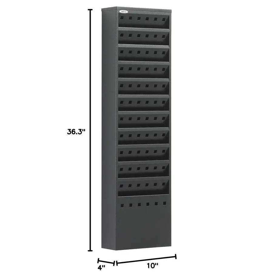 4321BL Steel Magazine Rack, 11 Pockets Durable Wall Mounted Black Steel Construction with Optional Base Perfect Office or School