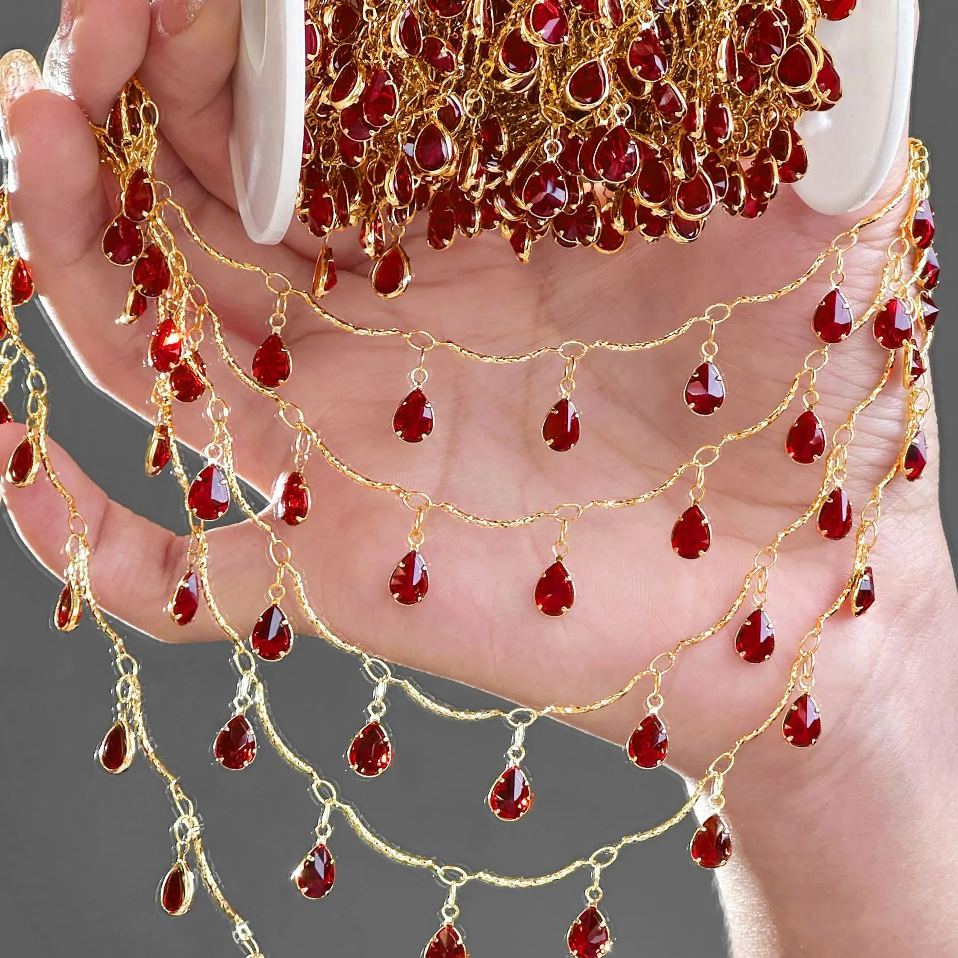 

0.5/1/2m Exquisite Waterdrop-shaped Chain Crystal Tassel Chain Zircon Handmade Chain DIY Jewelry Clothing Decoration Accessories