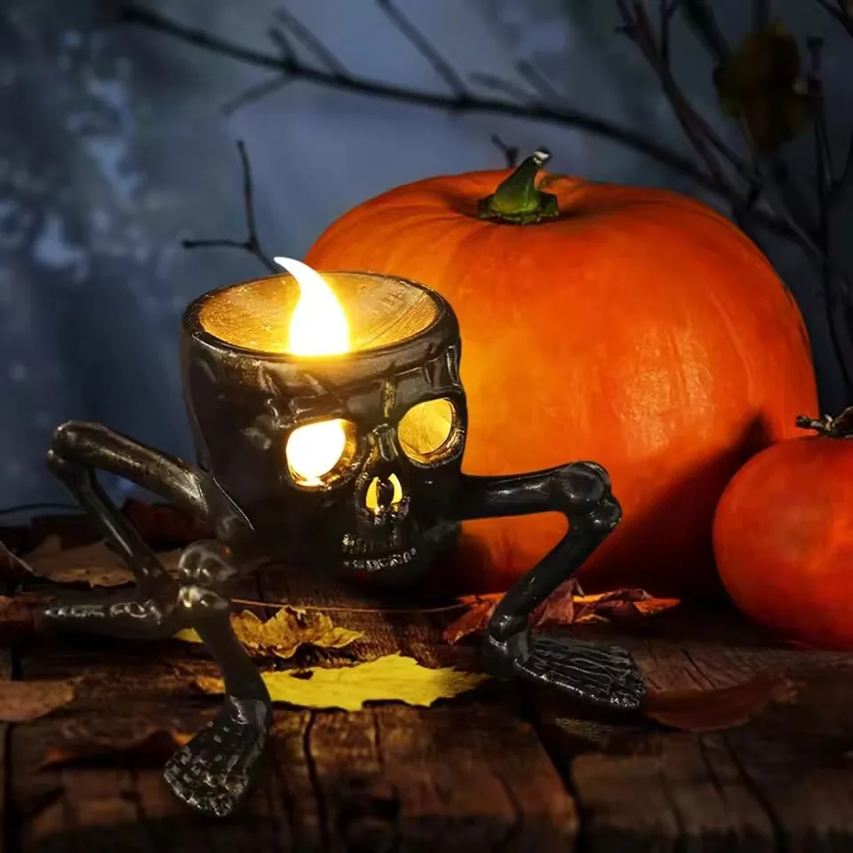 

Halloween skeleton hand lantern atmosphere decoration props, skeleton foot night lights, Halloween candle lights