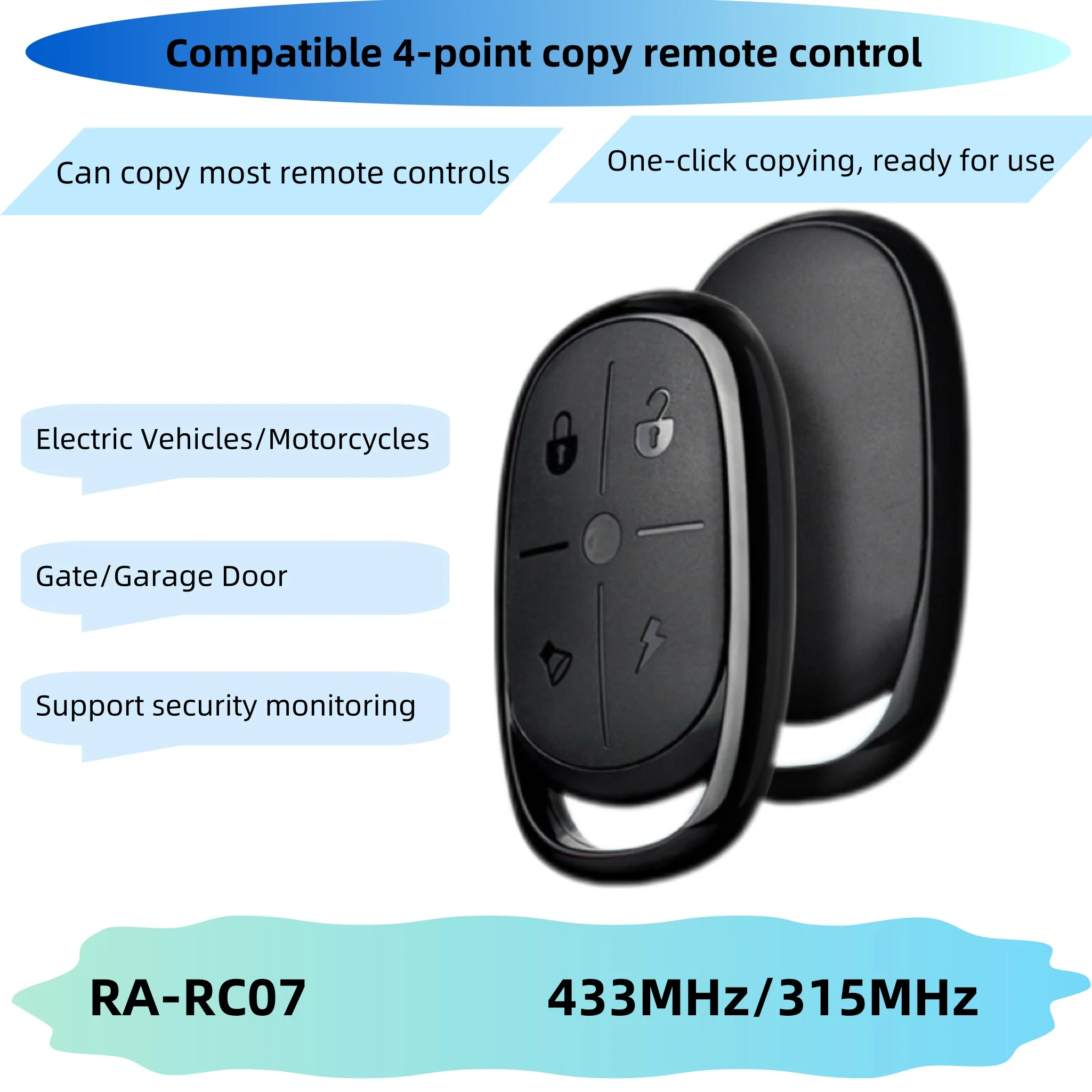 Universal 433MHz 315MHz Copy RF Remote Control, Wireless Switch for Home Security,Gate Electric Garage Remote Clone