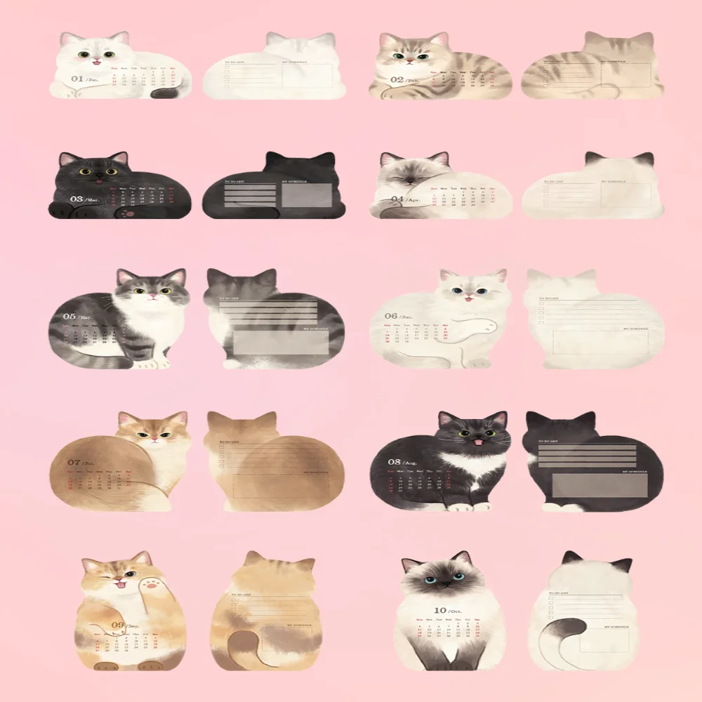 ปฏิทินสัตว์ออแกไนเซอร์มัลติฟังก์ชั่นแมวปฏิทินตั้งโต๊ะสัตว์เลี้ยงรายปีกำหนดเวลากระดาษหนาตารางวาระน่ารักสำหรับของขวัญโรงเรียน