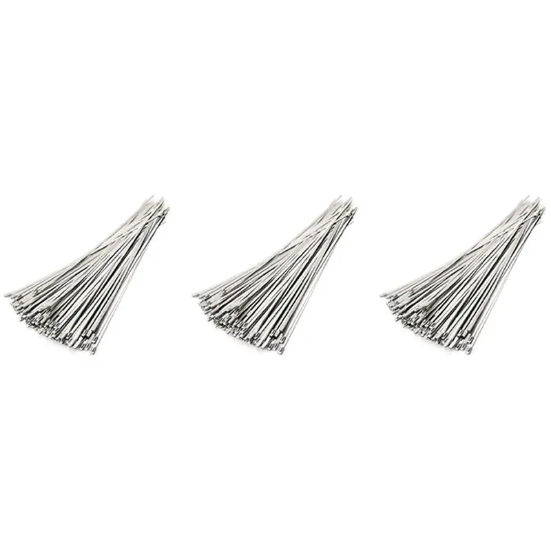 Stainless Steel Cable Ties, 300 Pcs 7.9 Inches Heavy Duty Self-Locking Cable Zip Ties, Metal Exhaust Wrap Locking Ties