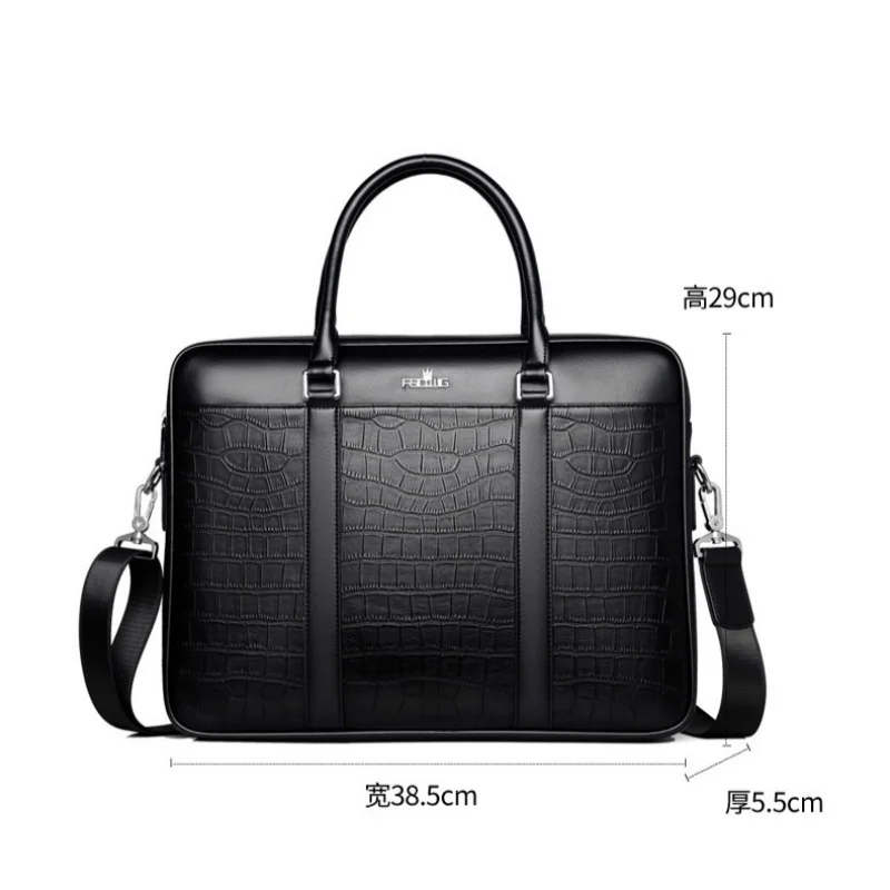 Fashion Men Business Briefcase Laptop Bag For MacBook Air DELL HP 14.1 Laptop Handbag For Man Crocodile Pattern Leather Handbags