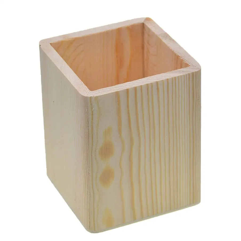 Wooden Desk Organizer Pencil Cup Pen Holder Box DIY Coloring Case Clay Tool