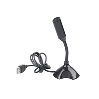 USB Laptop Microphone Voice Mic High Sensitivity Mini Studio Speech Mic Stand with Holder Gaming Conference for PC,Black