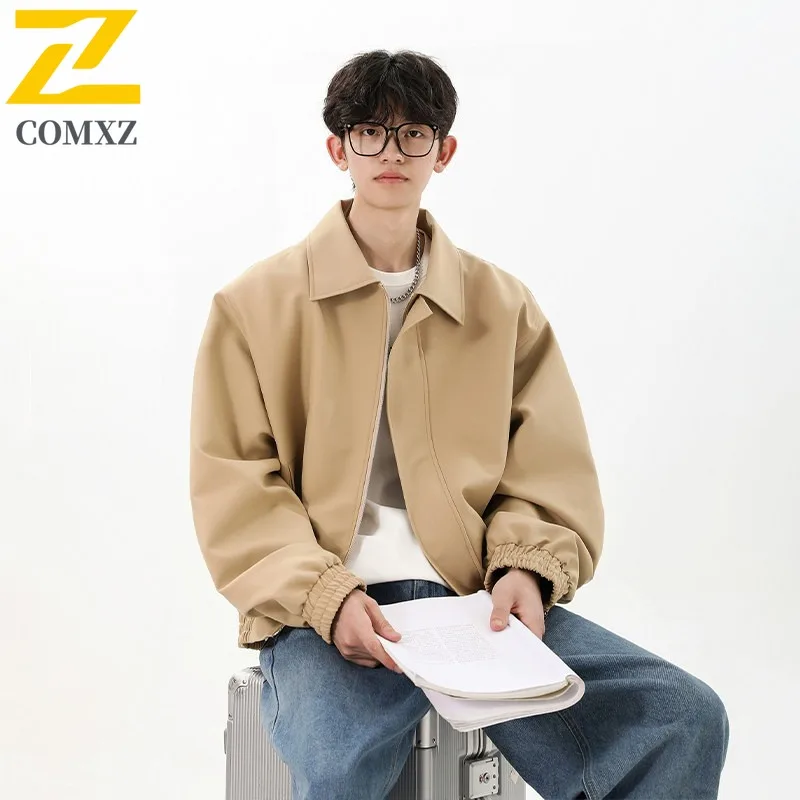 

COMXZ Luxurious Jacket Mens Casual Solid Color Notch Collar Outdoor Hiking Wear Resistant Coat Travel Lightweight Autumn Garment