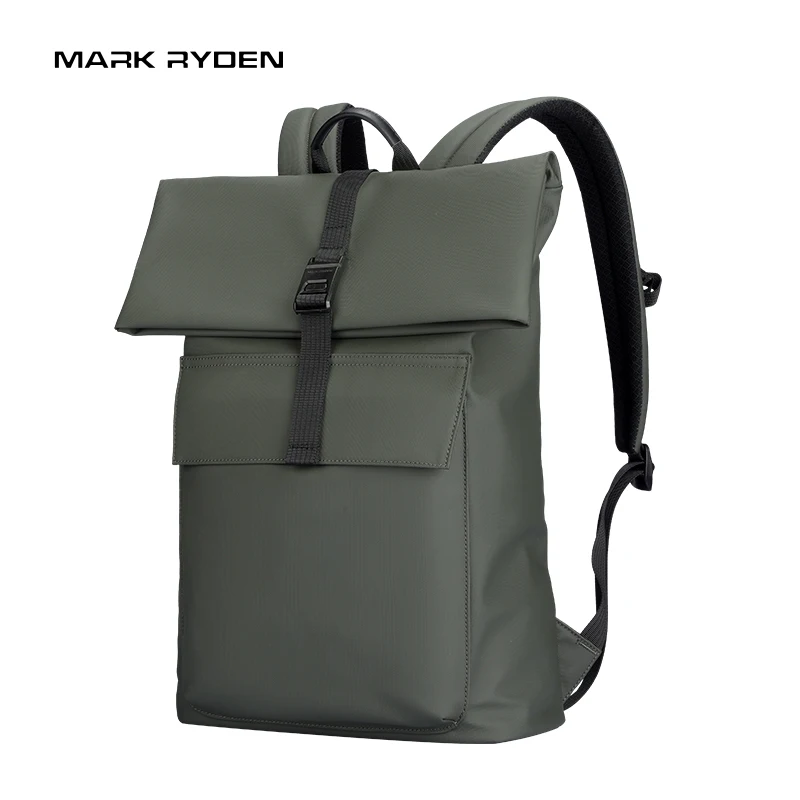 MarkRyden Fashion Men\'s and Women\'s Roll Top Computer Bag 15.6-inch laptop Men\'s business backpack waterproof Shoulder Bag Green