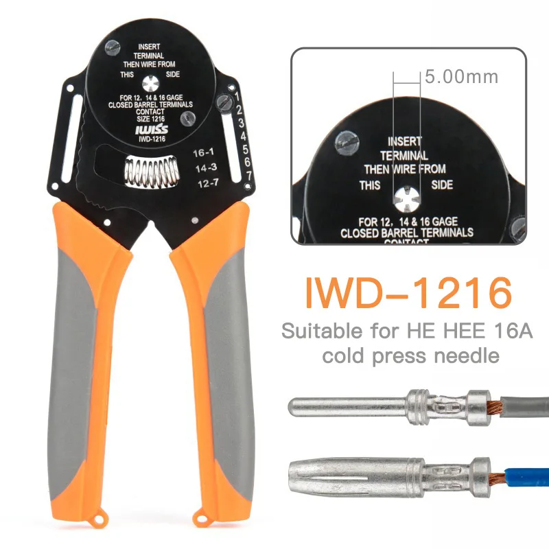 conector macho e femea pino alicate de friso para harting hee friso alicate prensagem a frio agulha iwiss alicate ferramenta iwd1216 um 01