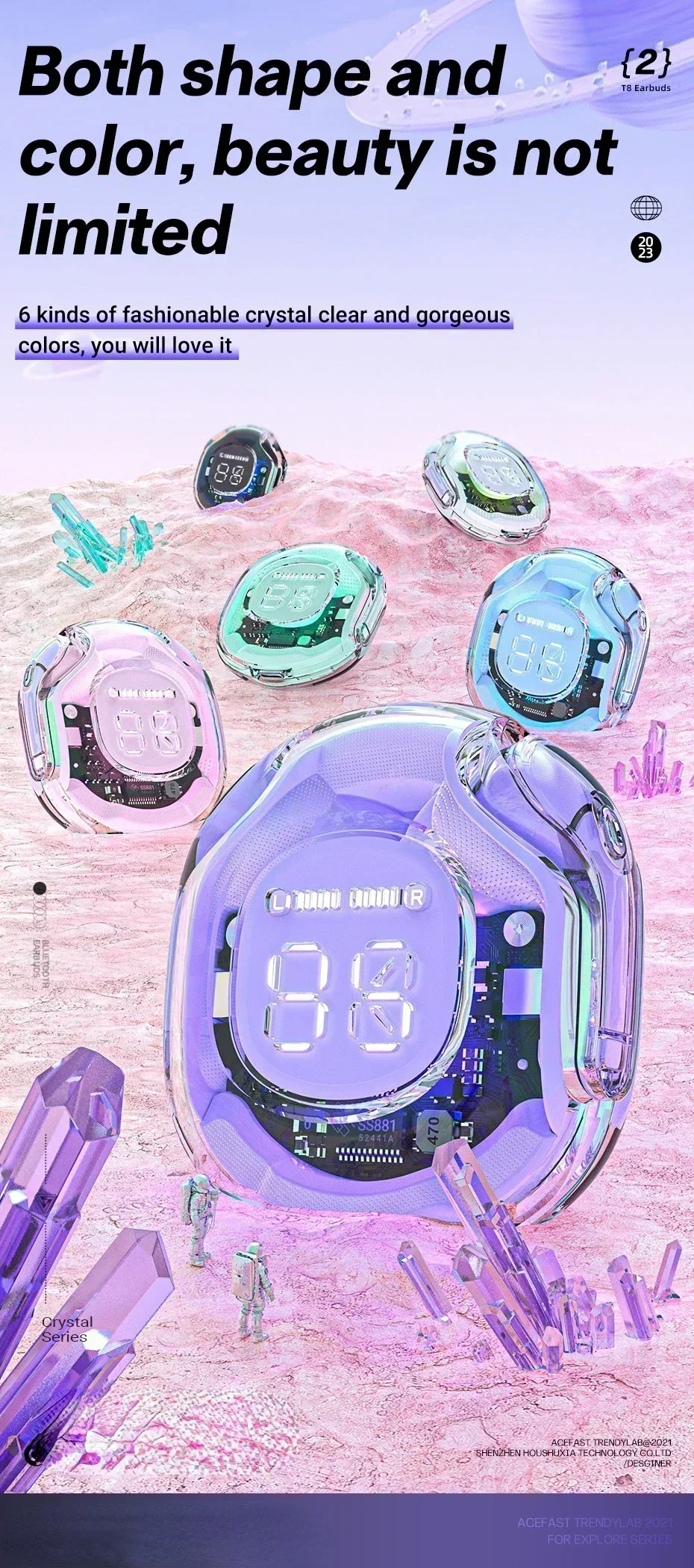 新しい T8 TWS ワイヤレスイヤホン Bluetooth 5.3 ヘッドフォン