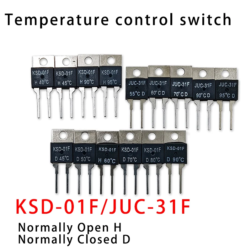 5PCS/LOT KSD-01F/JUC-31F Temperature control switch 40 45 50 55 60 65 70 75 80 85 90 95 100 105 110 120 130 140 150 ℃ Degrees