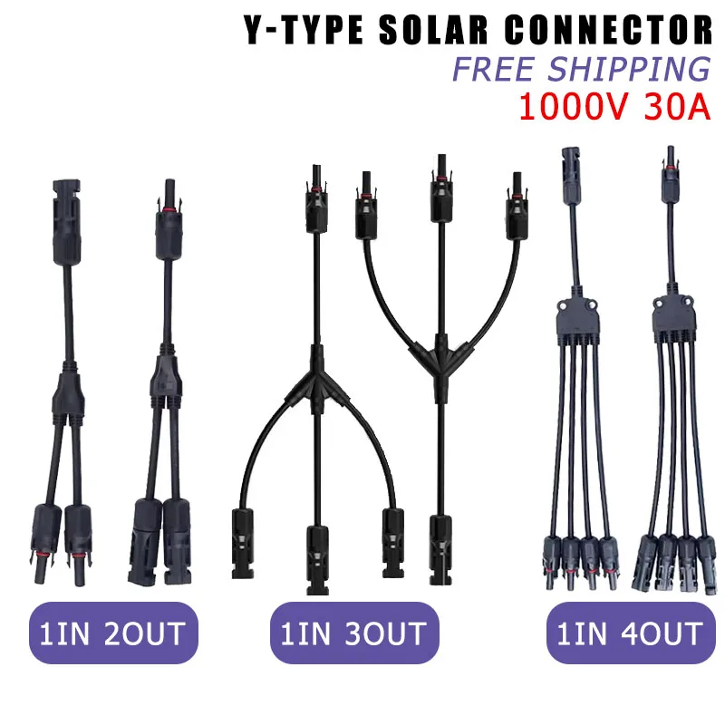 

1/5/20/100Sets PV Y Branch Solar Connectors Solar Panel Parallel Connectors 1 to 2/3/4 Solar Adapter Cable Plug