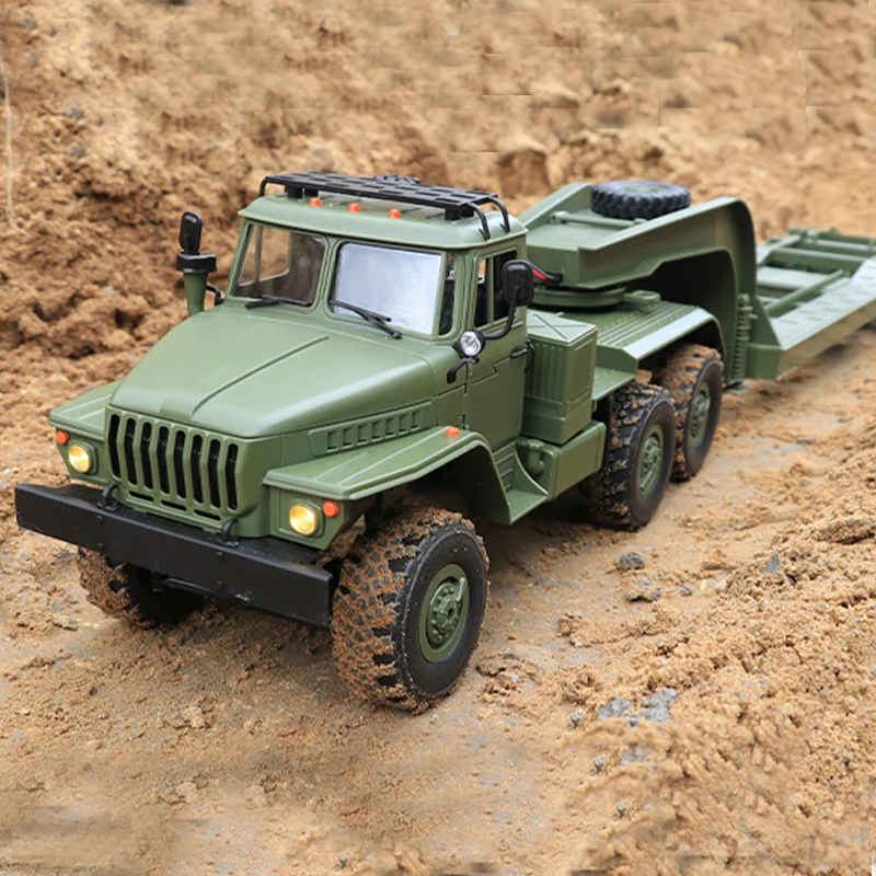 WPL B36-3 Full Size Military Remote Control Transport Vehicle Model Extra Long Track Detachable Simulation Trailer Children Toy