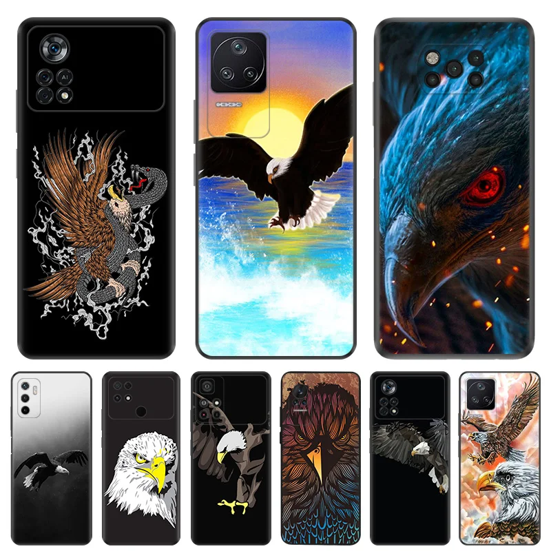 Phone Case for Xiaomi Poco F5 F4 F3 F1 C40 C50 C51 M5 M5S M4 M3 X3 X4 X5 Pro GT NFC Soaring Eagle Soft Shell Black Cases Cover