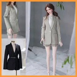 Custom-made 1/3 BJD Dolls Office Lady Formal Black Slim risvolto Suit Coat pantaloncini larghi abbigliamento accessori modello