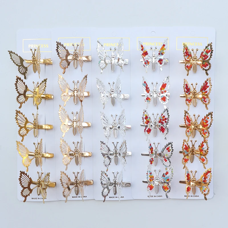 

5Pcs 3D Moving Wings Butterfly Hair Clips Metal Hair Accessories Girls Forehead Bangs Clip Hair Decorations Barrettes
