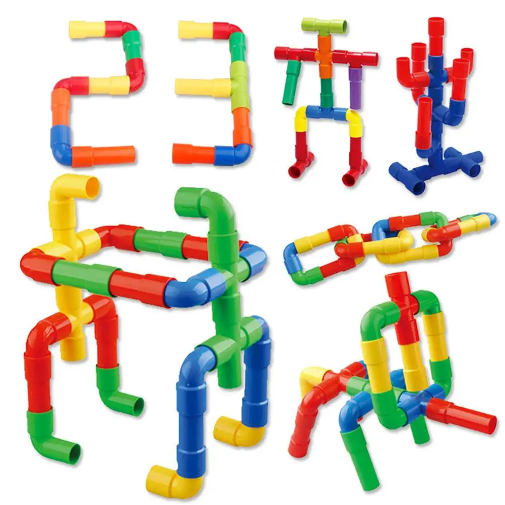 Plastic Water Pipe Building Blocks Toys Pipeline Construction Toys Montessori Educational Toys Children Birthday Gifts