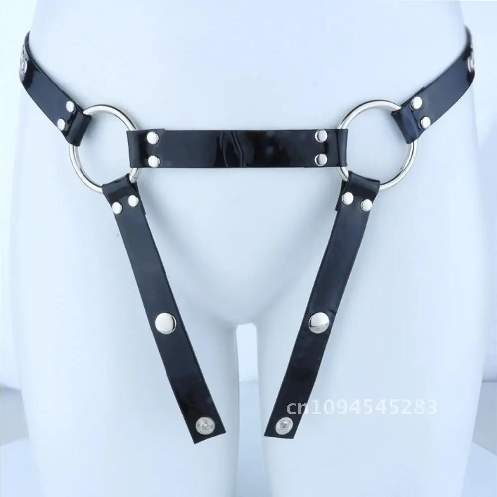 LEZEE Male Chastity Device Elastic Strapon Accessories Wearable Leather Pants Adjustable BDSM Toy PU Belt Cock Cage Sex Toys