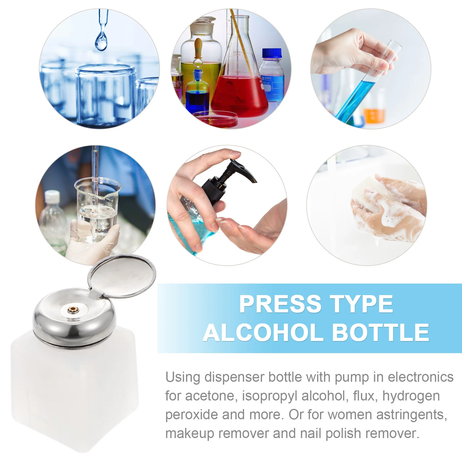 

2Pcs Anti-Static Liquid Storage Bottle Stainless Steel 250Ml Designed to Avoid Reflux Chemical Medical Makeup Nail Art Pump