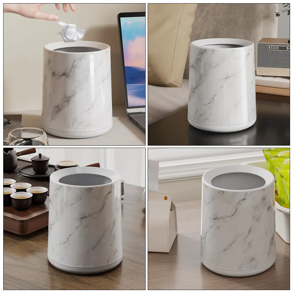 

Marble Wastebasket Desktop Trash Can Decorative Mini Trash Bin for Kitchen Bathroom Bedroom Office Small Space