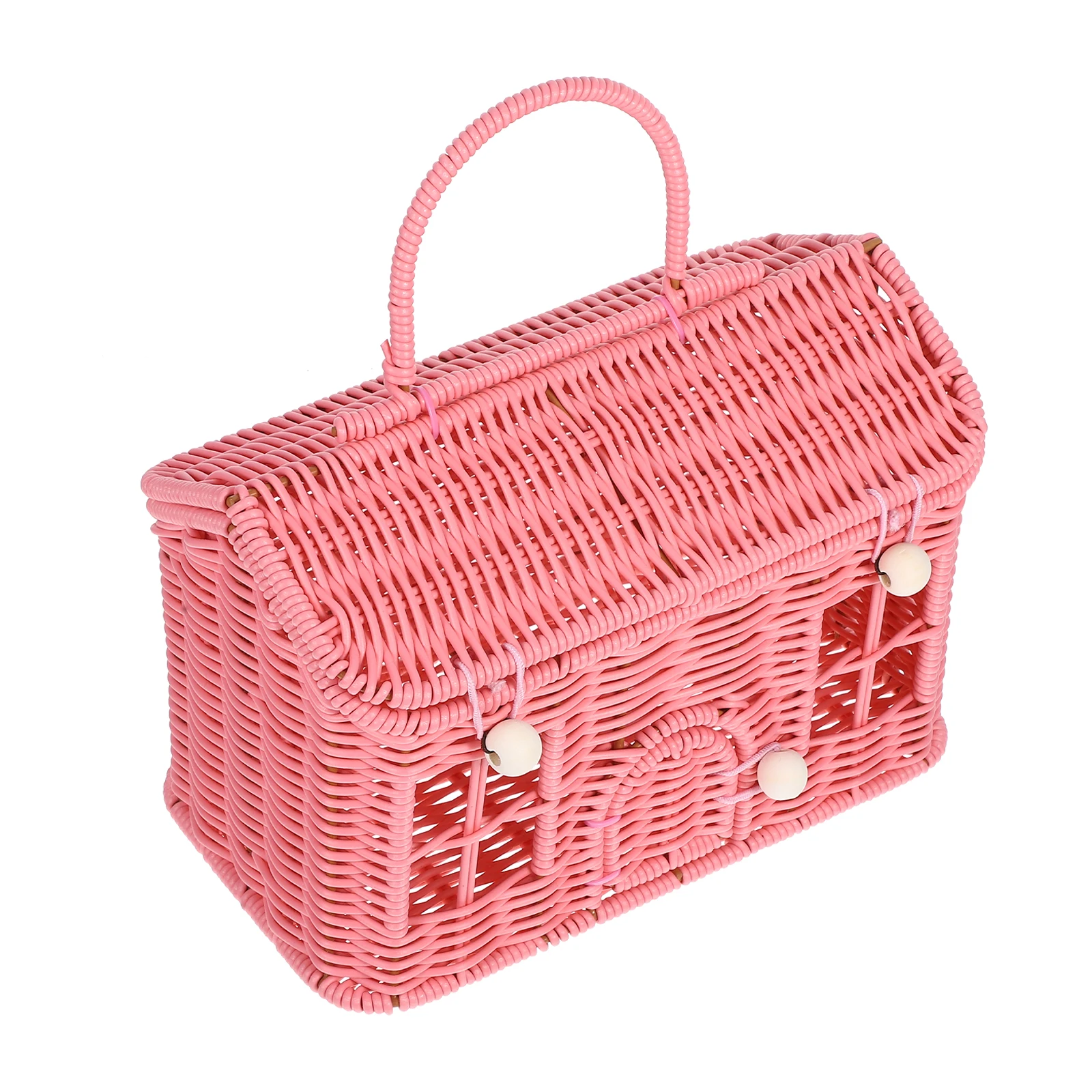 Rattan Picnic Basket with Handle Bread Lid Held House Decorative Boxes Lids Pp Woven Storage