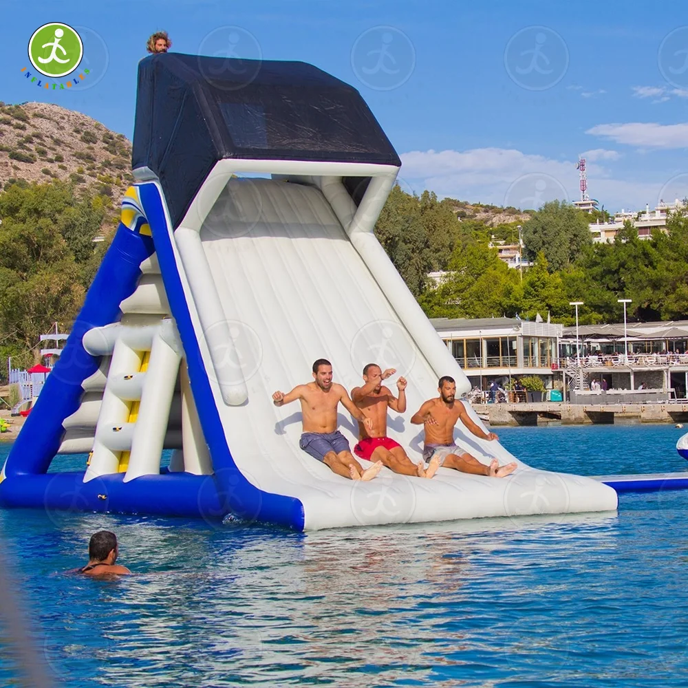 25ft Large Sea/Lake Inflatable Floating Water Park Game Trampoline Triangle Water Slide for Adults and Kids to Climb, Direct Sel