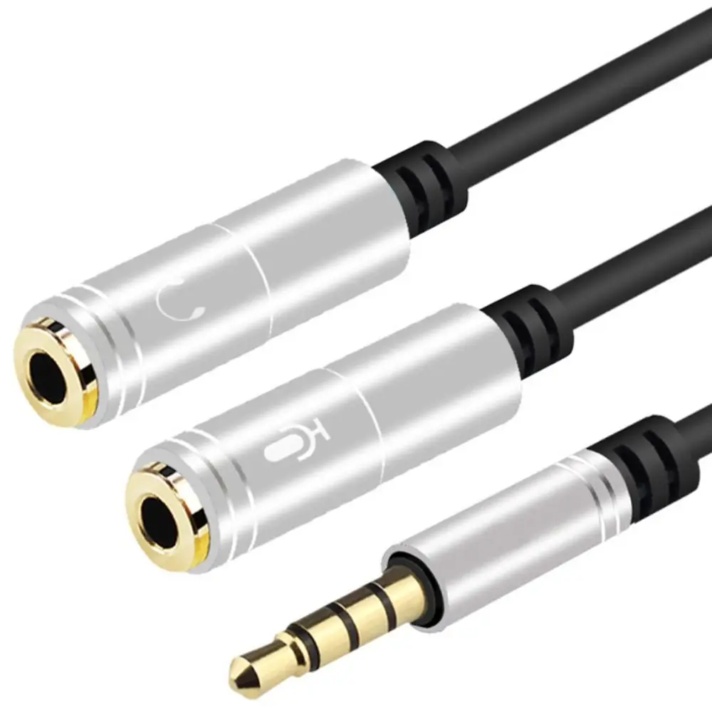 Bare Copper 2-in-1 Audio Head Splitter Gold Plating Dual Jack Adapter Cable Fall Prevention Durable Digital Accessories