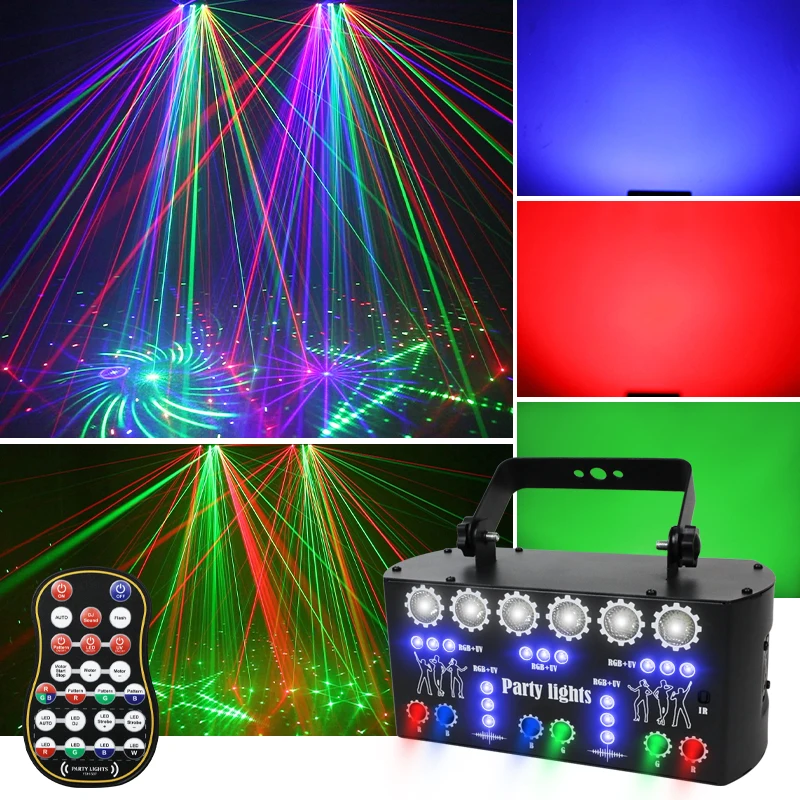 HCWE US PLUG 27 Eyes Upgraded Version Disco Ball Laser Light Adjustable LED UV 4 Major Control Modes Party Lights KTV Accessorie