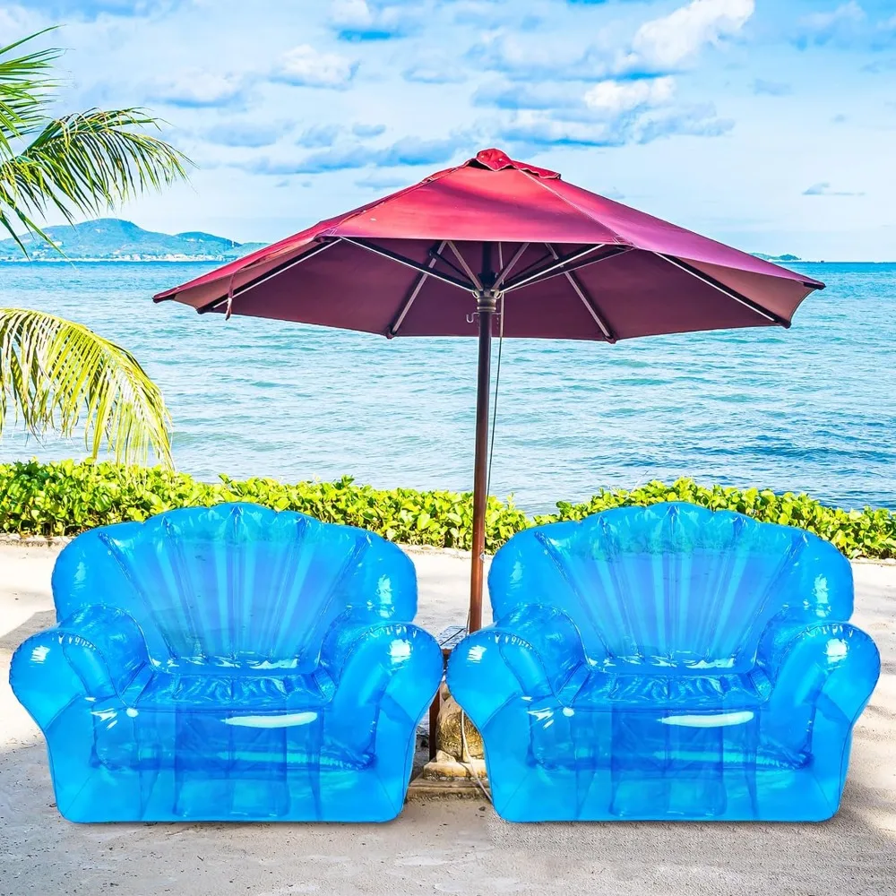 

2 Pcs 43.3 Inch Pool Inflatable Chairs Transparent Clear Blow up Chairs Inflatable Furniture with Air Pump Waterproof Air Couch