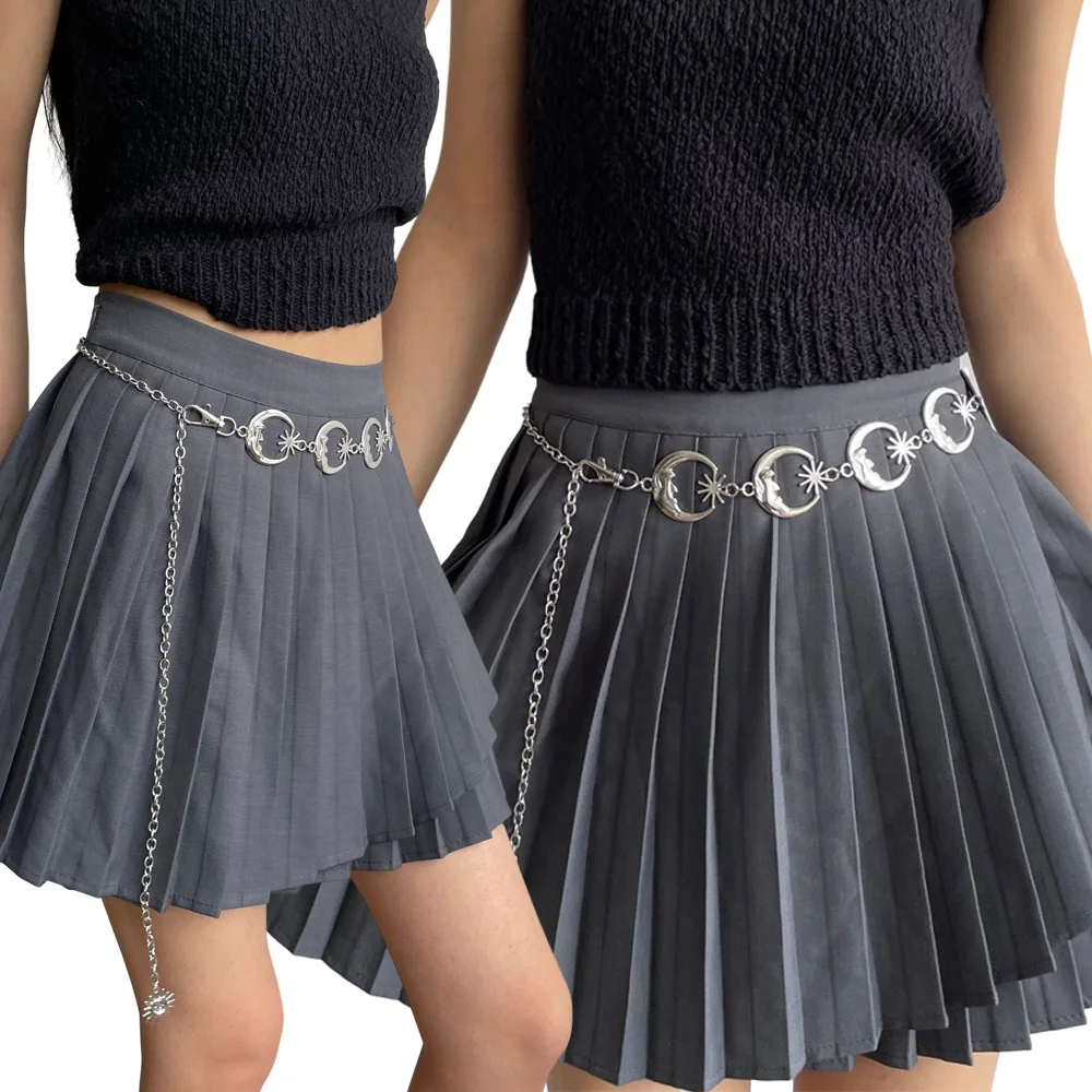 

Punk Waist Chain Vintage Jeans Pants Accessories Metal Belts Women Pendant Girdles Moon Sun Gothic Sliver Color Fashion Jewelry