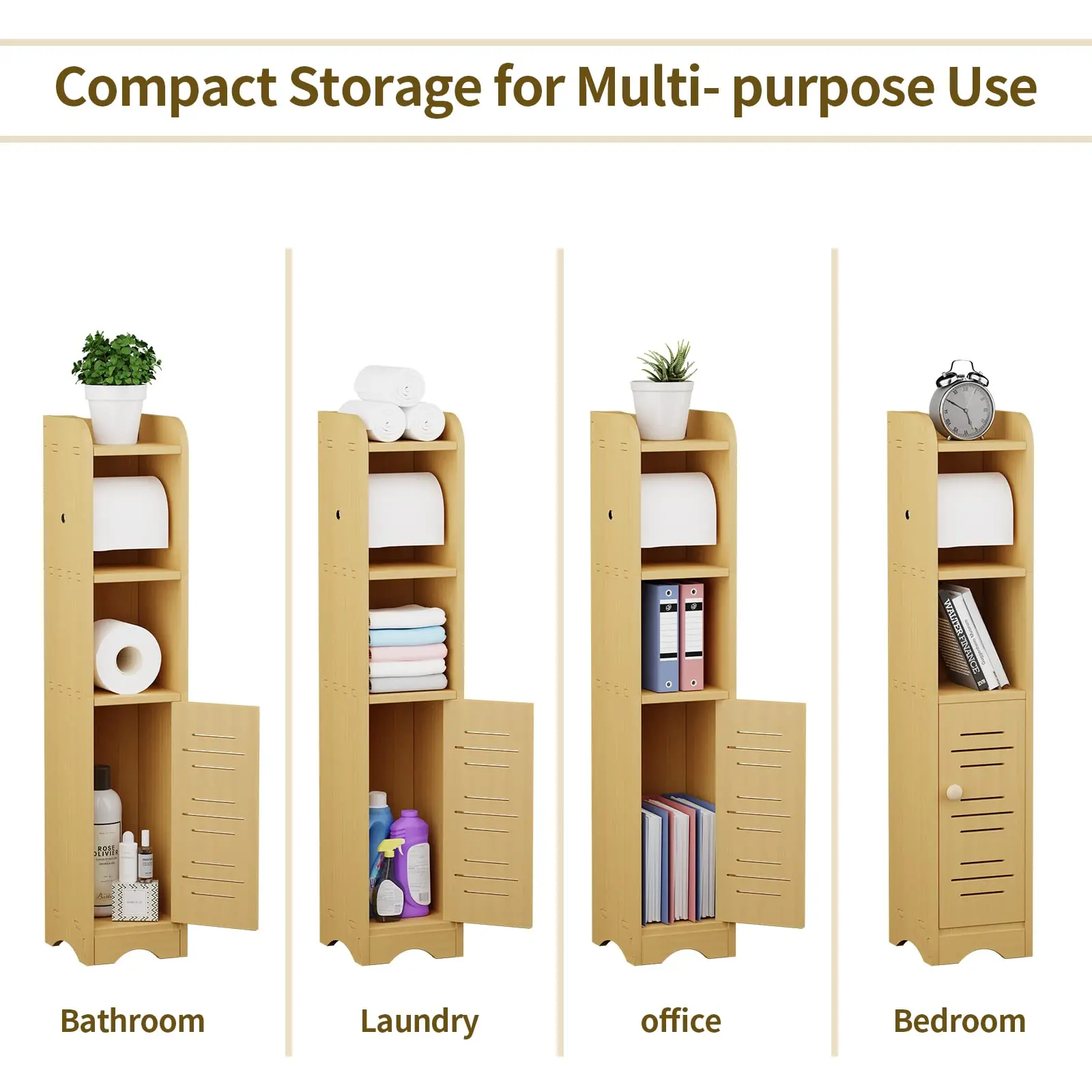 4 layer durable small bathroom storage cabinet bamboo floor